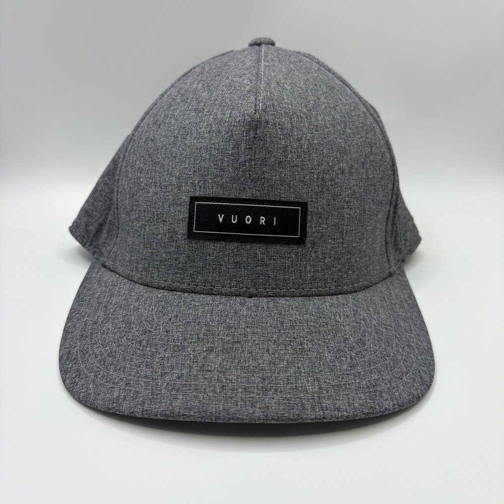 Vuori Mens Gray Heather Performance Snapback Hat Flexfit 110 One Ten Tech Cap